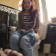 A pretty redhead girl records herself taking a piss while sitting on a toilet and then wiping herself. Over 2 minutes.